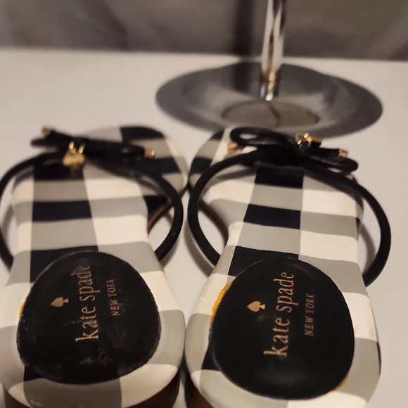 Kate Spade Black and White Check Sandals - Picture 5 of 7